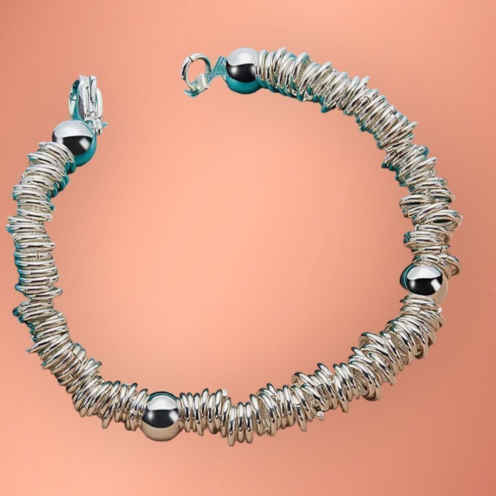 SOLID BEAD CIRCLE BRACELET, 925SS‎